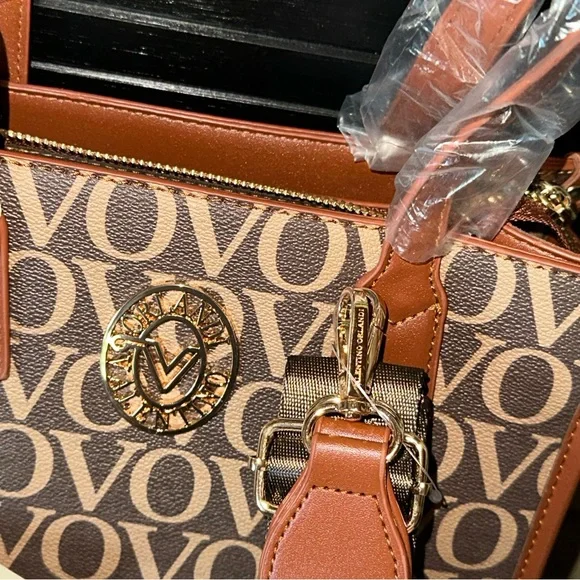 Valintino Orlandi Brown Logo Tote Bag with adj. crossbody shoulder strap NWT - Picture 3 of 10